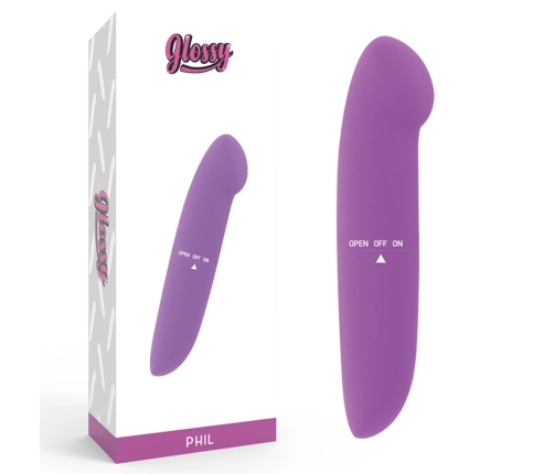 Glossy PHIL Vibrator Purple - Compact Waterproof Model 13cm