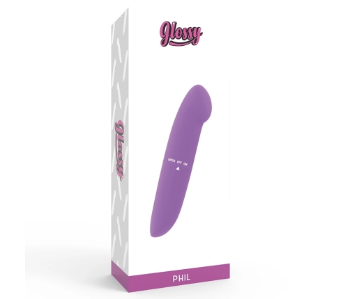Glossy PHIL Vibrator Purple - Compact Waterproof Model 13cm