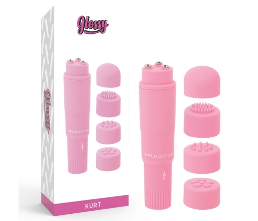 Glossy Kurt Pink Compact Multi-Speed Personal Massager 4-in-1