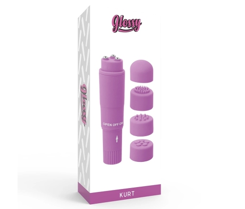 Glossy Kurt Compact Multi-Head Massager Purple 10.7cm ABS Waterproof