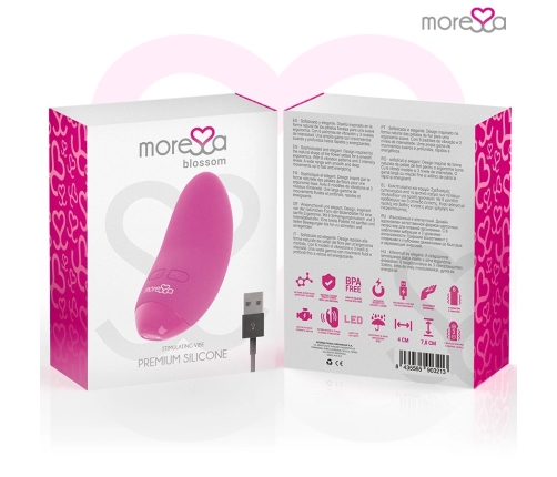 Moressa Blossom Pink Compact Rechargeable Massager, 6 Modes, Medical Silicone