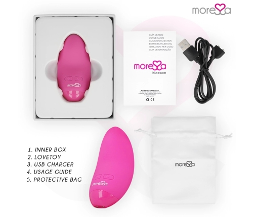 Moressa Blossom Pink Compact Rechargeable Massager, 6 Modes, Medical Silicone