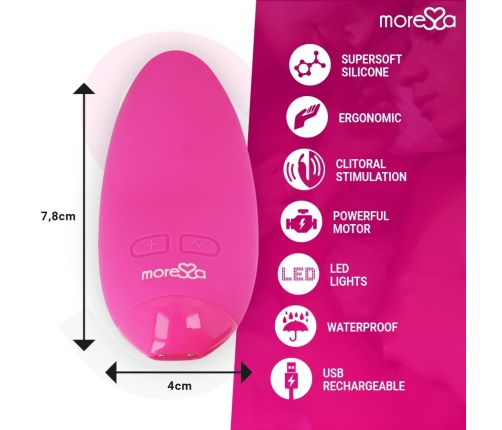Moressa Blossom Pink Compact Rechargeable Massager, 6 Modes, Medical Silicone