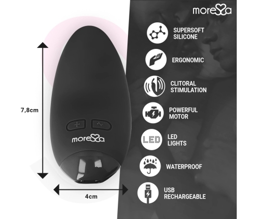 Moressa Blossom Black Mini Massager - 6 Modes, Medical Silicone, Waterproof