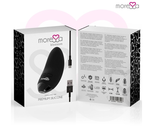Moressa Blossom Black Mini Massager - 6 Modes, Medical Silicone, Waterproof