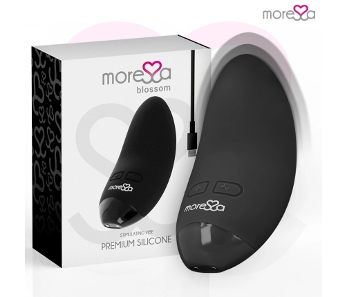 Moressa Blossom Black Mini Massager - 6 Modes, Medical Silicone, Waterproof