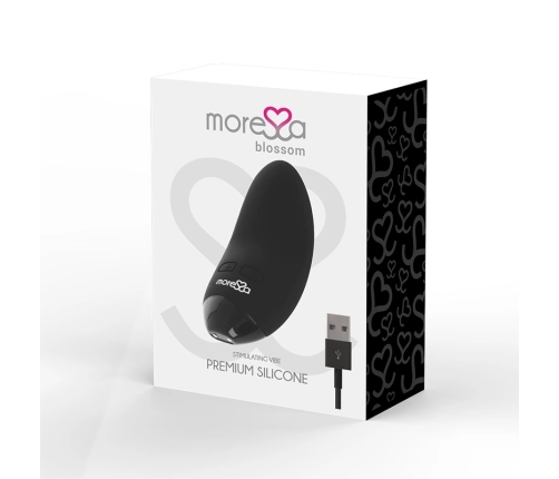Moressa Blossom Black Mini Massager - 6 Modes, Medical Silicone, Waterproof