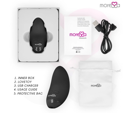 Moressa Blossom Black Mini Massager - 6 Modes, Medical Silicone, Waterproof