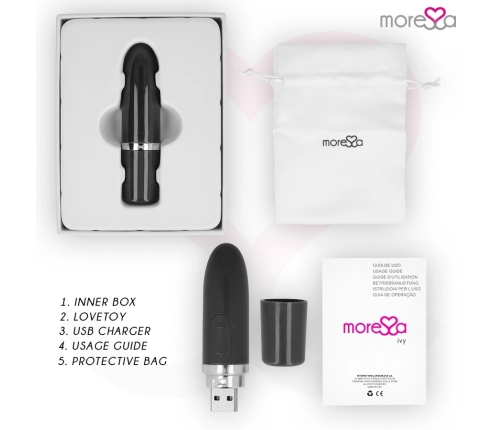 Moressa Ivy Compact Rechargeable Silicone Vibrator Black 90x22mm