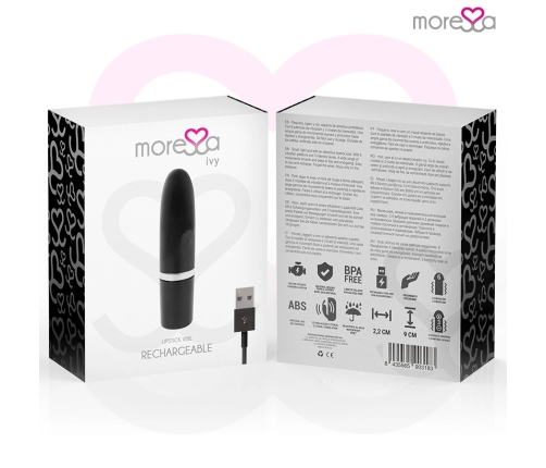 Moressa Ivy Compact Rechargeable Silicone Vibrator Black 90x22mm