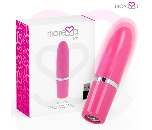 Moressa Ivy Travel Intimate Vibrator, Pink, Rechargeable Silicone, 9 Modes