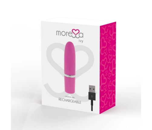 Moressa Ivy Travel Intimate Vibrator, Pink, Rechargeable Silicone, 9 Modes