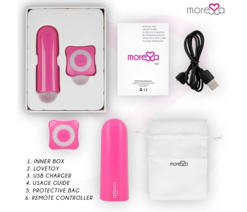 Moressa Nix Remote Control Vibrating Device Pink - Compact, Waterproof, 7 Modes