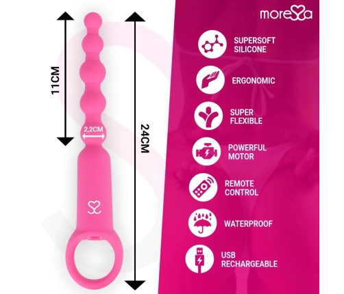 Moressa Ronie Remote-Controlled Anal Bead System Pink - Silicone, 7 Modes