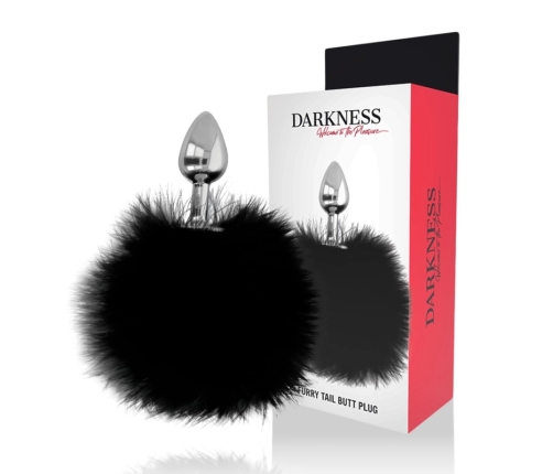 Darkness Black Tail Plug 7 cm - Silicone Model with Faux Fur Accent