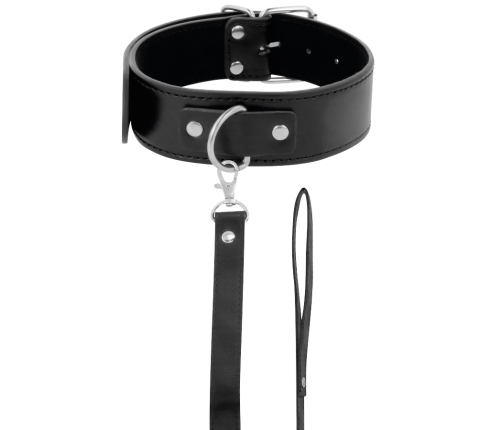 Darkness Collar Model 8435565904135 with Leather Chain - Adjustable, Padded, Black