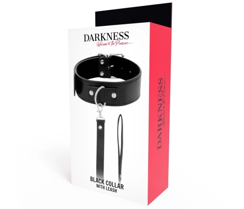 Darkness Collar Model 8435565904135 with Leather Chain - Adjustable, Padded, Black