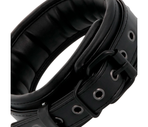 Darkness Black Adjustable Collar with Chain Leash, Padded PVC, Unisex