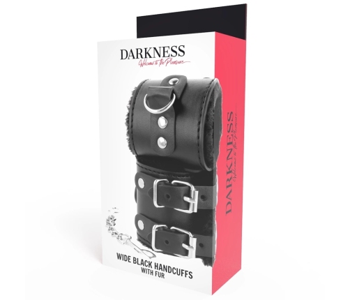 Darkness Adjustable Black Leather Handcuffs with Soft Lining