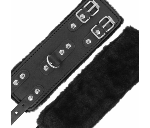 Darkness Adjustable Black Leather Handcuffs with Soft Lining