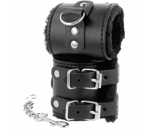 Darkness Adjustable Black Leather Handcuffs with Soft Lining