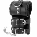 Darkness Adjustable Black Leather Handcuffs with Soft Lining