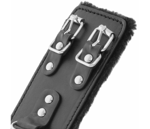 Darkness Adjustable Black Leather Handcuffs with Soft Lining