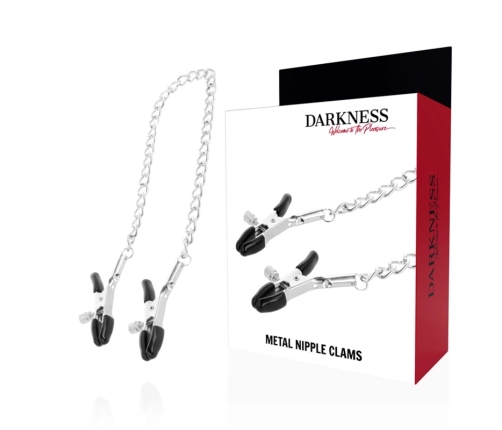 Darkness Adjustable Metal Chain Nipple Clamps - Nickel-Free, Unisex