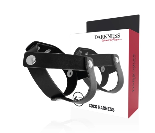 Darkness Adjustable Leather Dual Support Ring - Black & Silver, Universal Size