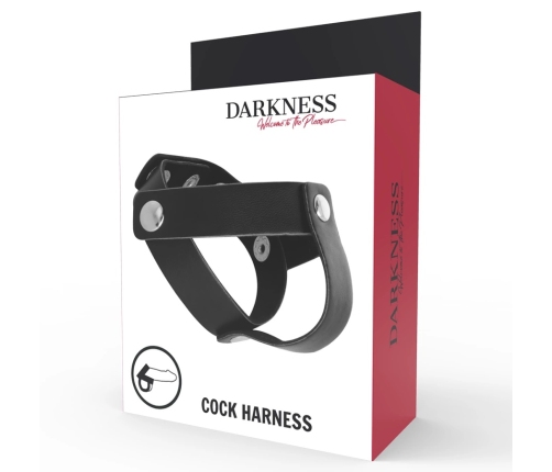 Darkness Adjustable Leather Dual Support Ring - Black & Silver, Universal Size