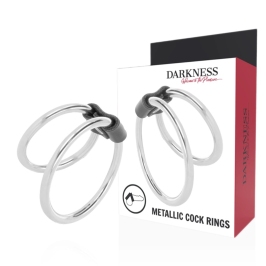 Darkness Double Metal Intimate Support Ring - Adjustable Dual Size 5/3.8 cm