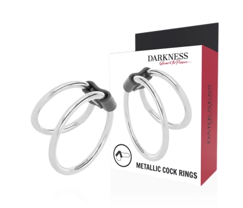 Darkness Double Metal Intimate Support Ring - Adjustable Dual Size 5/3.8 cm
