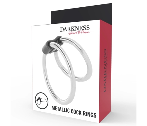 Darkness Double Metal Intimate Support Ring - Adjustable Dual Size 5/3.8 cm