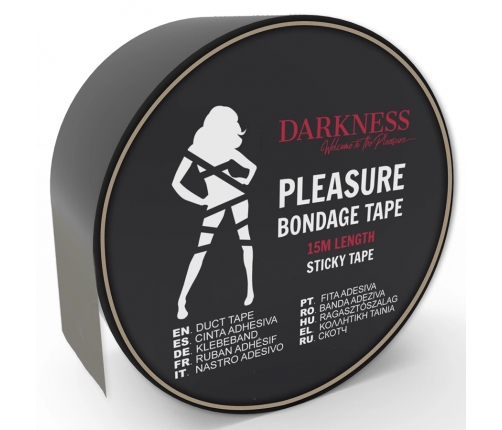 Darkness Black Bondage Tape 15m - Flexible Adhesive Roleplay Accessory
