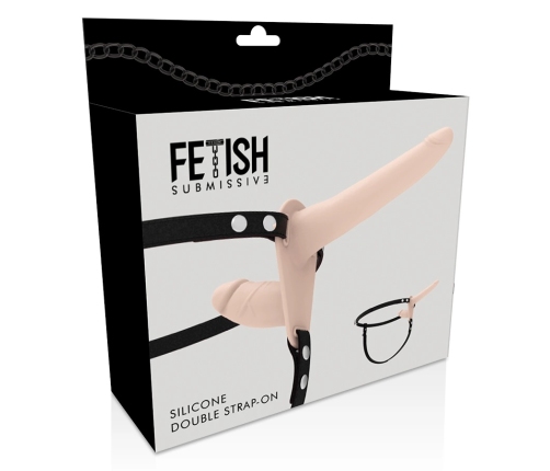 Fetish Submissive Adjustable Double Attachment Harness, Flesh, Silicone