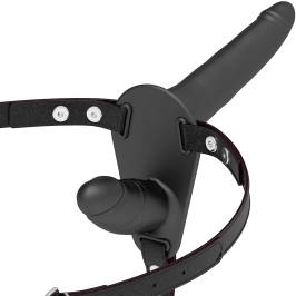 Fetish Submissive Harness Black - Adjustable Dual Attachment System, Silicone