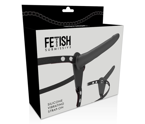 Fetish Submissive Silicone Strap-On System Black 15 cm, 10 Vibration Modes
