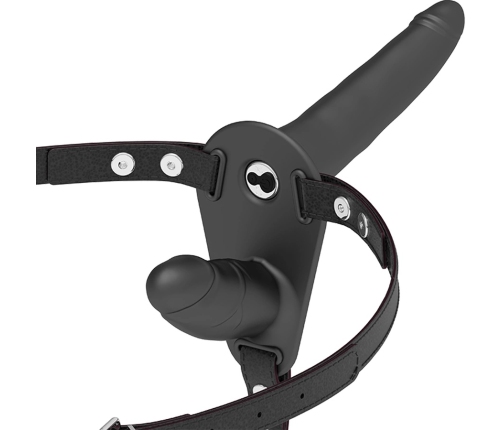 Fetish Submissive Adjustable Harness Double Motor Black Silicone System 15/8cm
