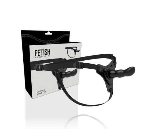 Fetish Submissive Silicone Harness Black 16 cm - Adjustable Strap System