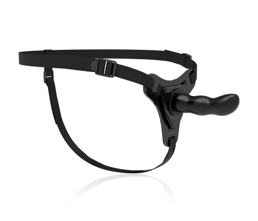 Fetish Submissive Silicone Harness Black 16 cm - Adjustable Strap System