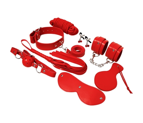 EXPERIENCE Red Series Advanced Bondage Kit - 8-Piece Synthetic Leather Set