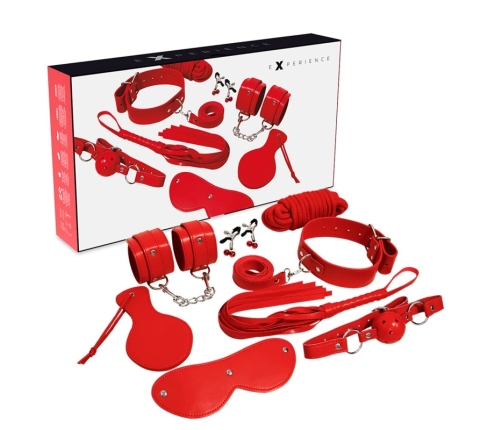 EXPERIENCE Red Series Advanced Bondage Kit - 8-Piece Synthetic Leather Set