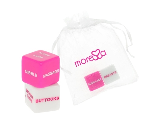 Moressa Dice Game Set English - Resin, 2 Dice & Satin Bag, 2cm