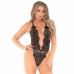 Leg Avenue Floral Lace Teddy & Robe Set Black Size M - 3-Piece Lingerie Ensemble
