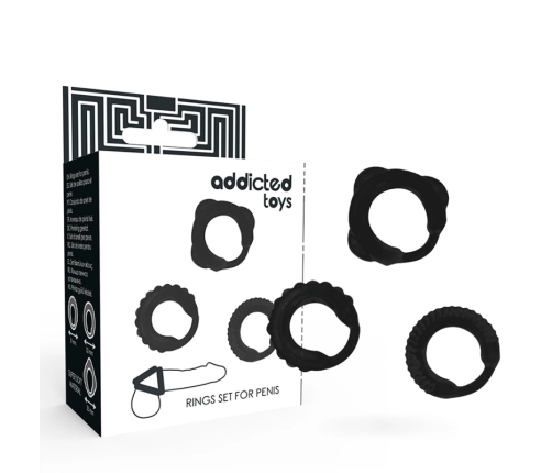 Addicted Toys Set of 3 Black Silicone Support Rings - Adjustable Sizes