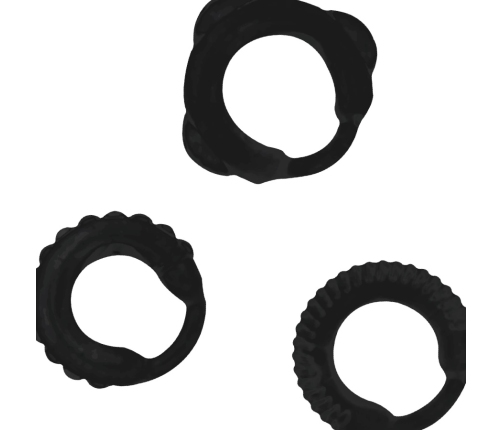 Addicted Toys Set of 3 Black Silicone Support Rings - Adjustable Sizes