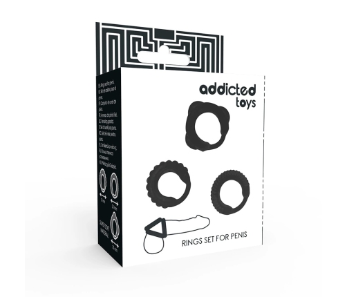 Addicted Toys Set of 3 Black Silicone Support Rings - Adjustable Sizes