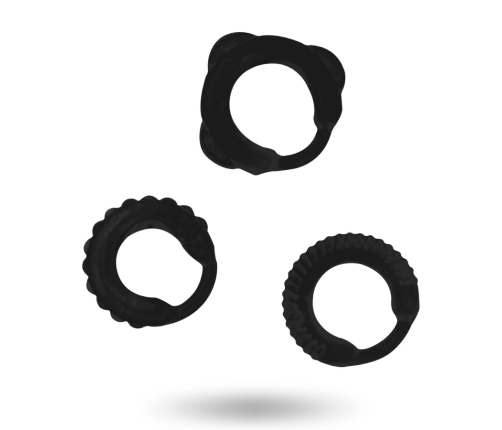 Addicted Toys Set of 3 Black Silicone Support Rings - Adjustable Sizes