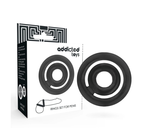 Addicted Toys Potenz Dual Silicone Support Ring Set Black 42/20mm