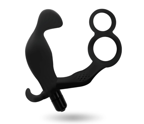 ADDICTED TOYS - PLUG ANAL CON ANILLA DOBLE PENE Y TESTÍCULOS NEGRO